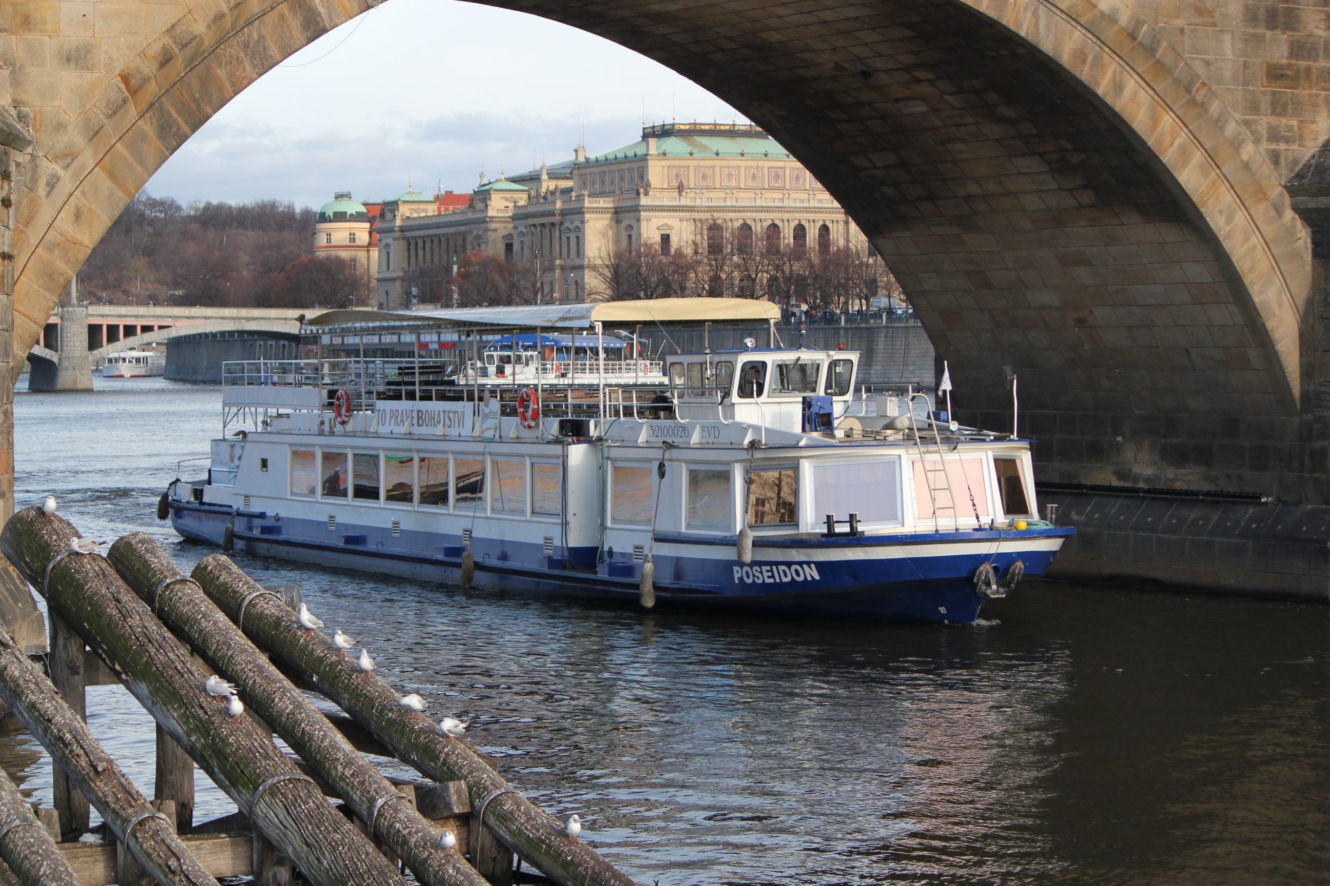 Boat on the Vltava River; Prague, Czech Republic; 2011