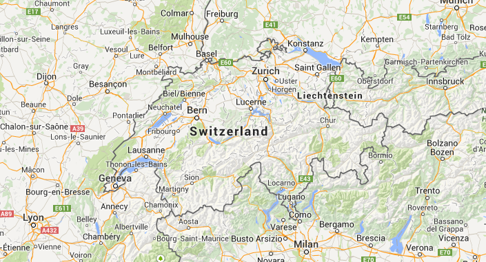 Location of Switzerland in Europe