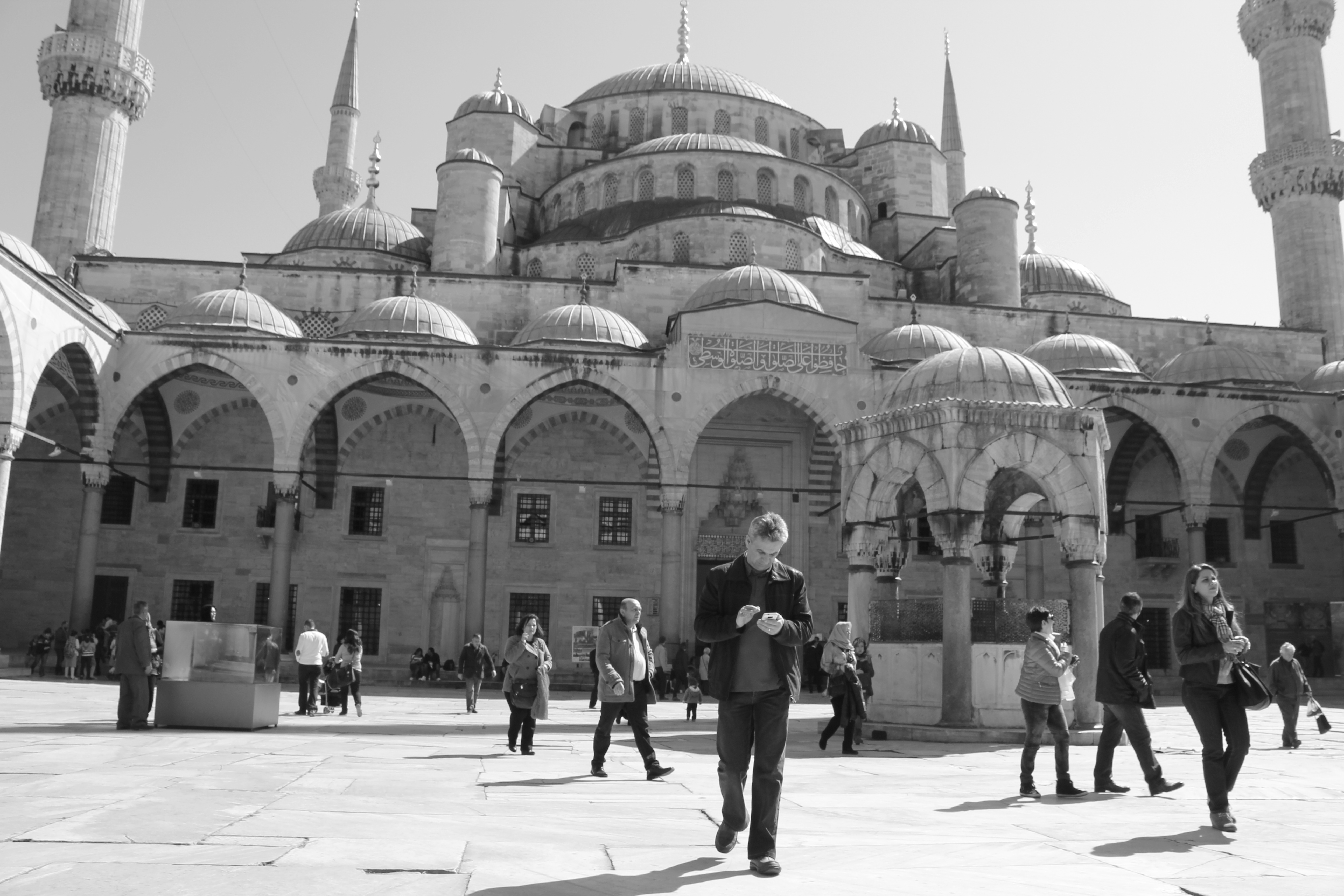 Exterior View of Blue Mosque - Black-n-White; Istanbul, Turkey; 2013