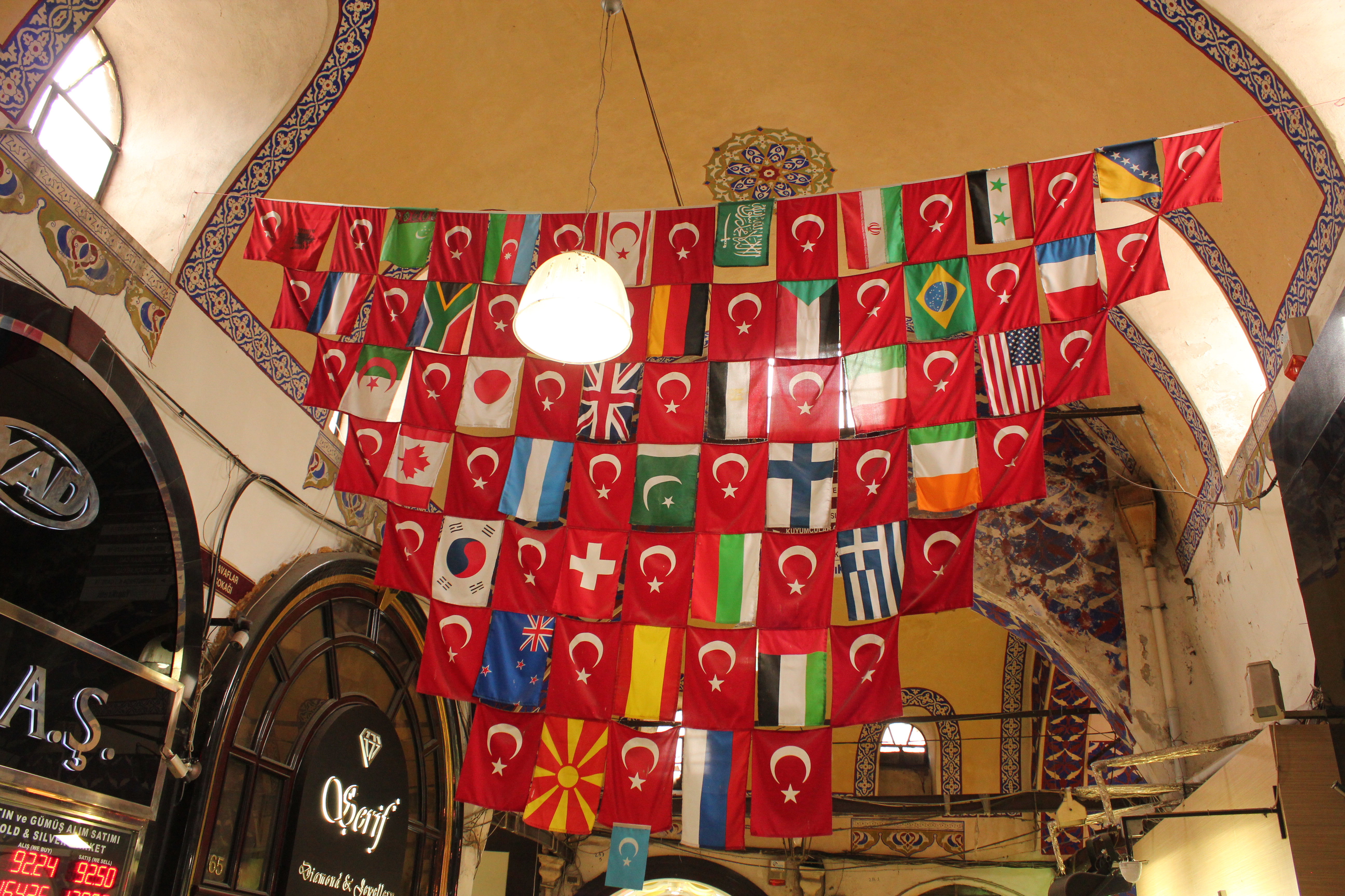 International Flags Surrounding Turkish Flags; Istanbul, Turkey; 2013
