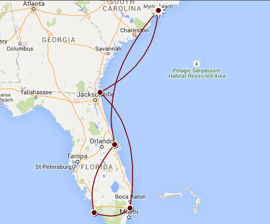 A Close-up of The Voyage of Discovery Phase 1: Part 3 Route in North America